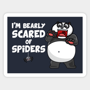 Bearly scared of spider (on dark colors) Magnet